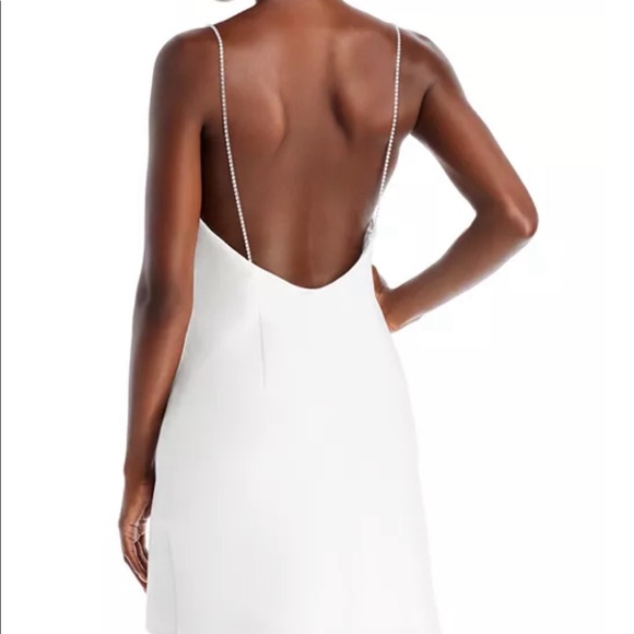 Bloomingdale’s White Satin Cowl Neck Dress with Rhinestone Straps - Bachelorette - Picture 3 of 12